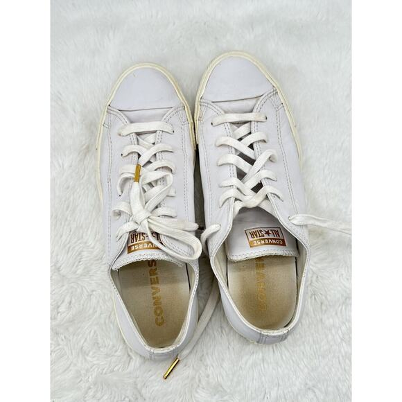 Converse Chuck Taylor All Star Dainty OFF WHITE / GOLD Leather Women 9.5 Men7.5 - Picture 8 of 10